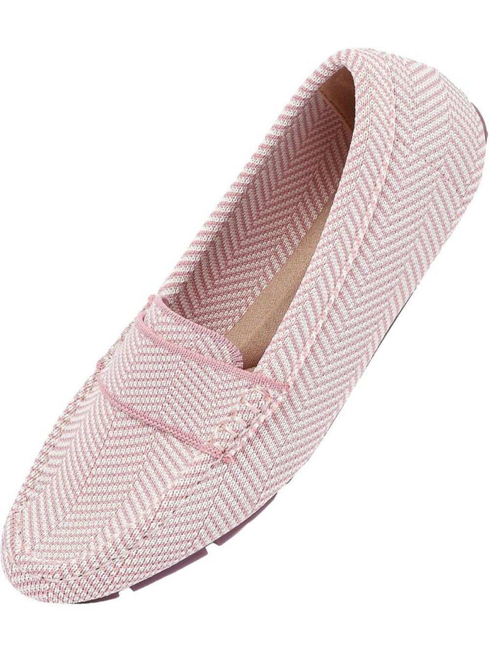 🆕Women's Pink Stripe Mesh fabric Loafer Shoes Comfortable Casual Flat Shoes